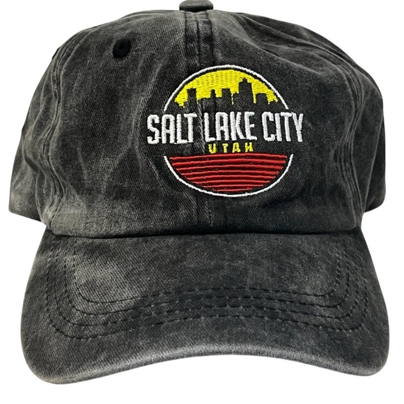 Salt Lake City Embroidered Cotton Dark Grey Adjustable Cap - Picture 1 of 15